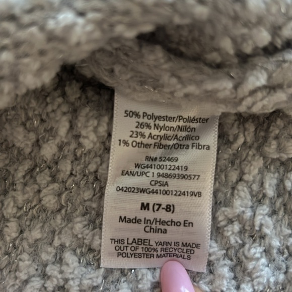Girls silver cardigan size medium 7/8). - Picture 5 of 5